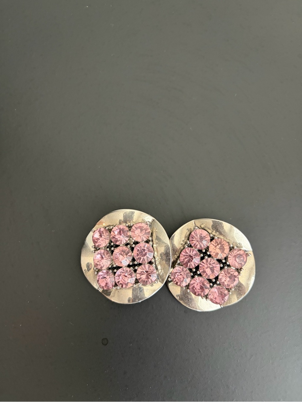 Zara Silver-Tone Round Earrings with Pink Crystals